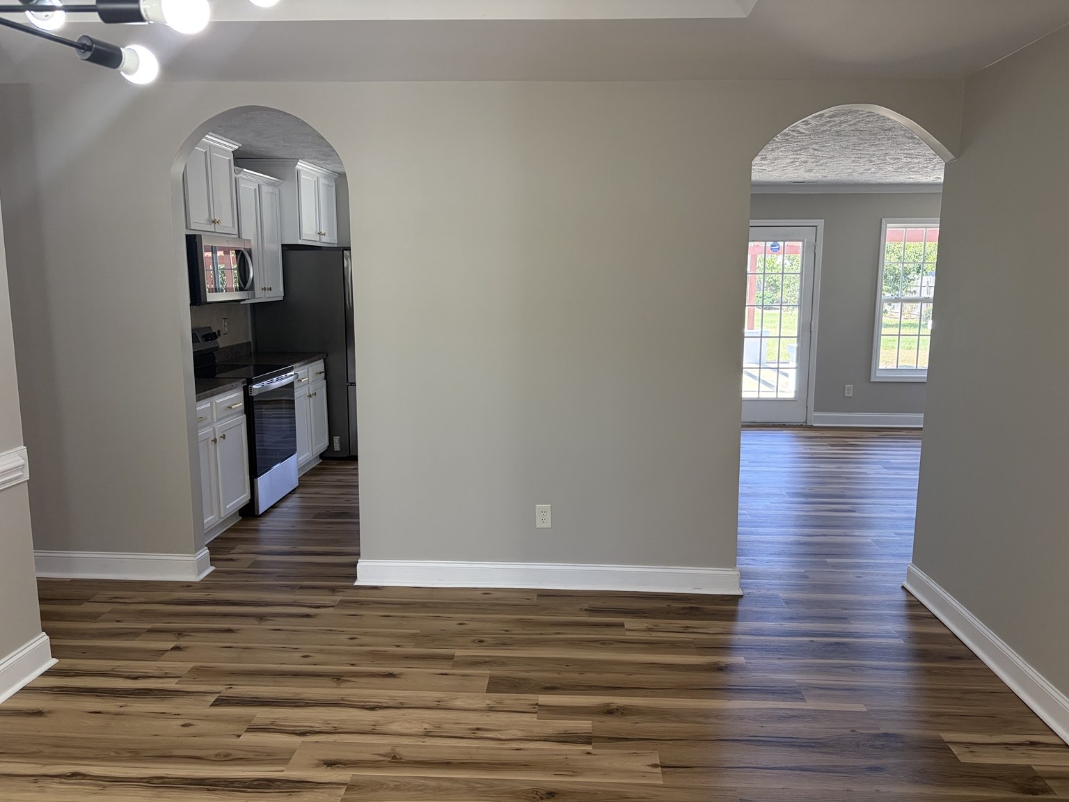Two arched openings linking interior spaces